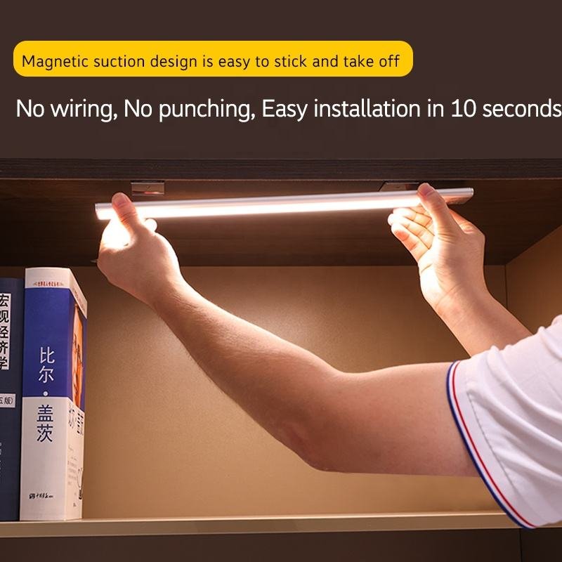 Smart Motion Sensor Cabinet LED Light - Magnetic Rechargeable Under Cabinet Lighting for Wardrobe & Kitchen
