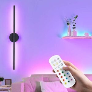Minimalist Linear LED Wall Sconce, Remote RGB Color Changing