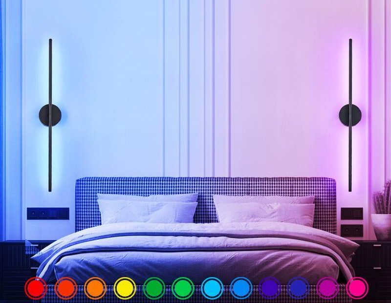 Minimalist Linear LED Wall Sconce, Remote RGB Color Changing