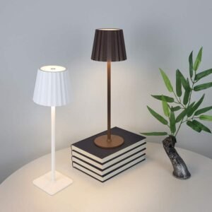 Rechargeable Pleated Shade High Stem LED Table Lamp