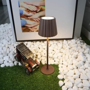 Rechargeable Pleated Shade High Stem LED Table Lamp