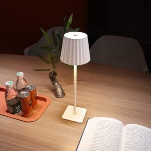 Rechargeable Pleated Shade High Stem LED Table Lamp