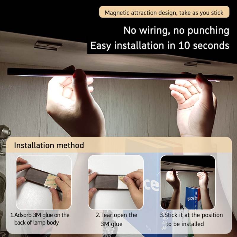 Battery Operated Under Cabinet LED Lights Walnut Wood Grain
