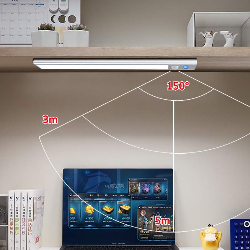 PIR Motion Sensor & Touch Control LED Under Cabinet Light, Magnetic Drill-Free Rechargeable Wardrobe Lamp - Image 4