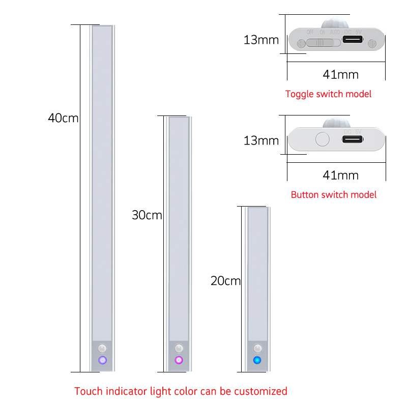 PIR Motion Sensor & Touch Control LED Under Cabinet Light, Magnetic Drill-Free Rechargeable Wardrobe Lamp - Image 6