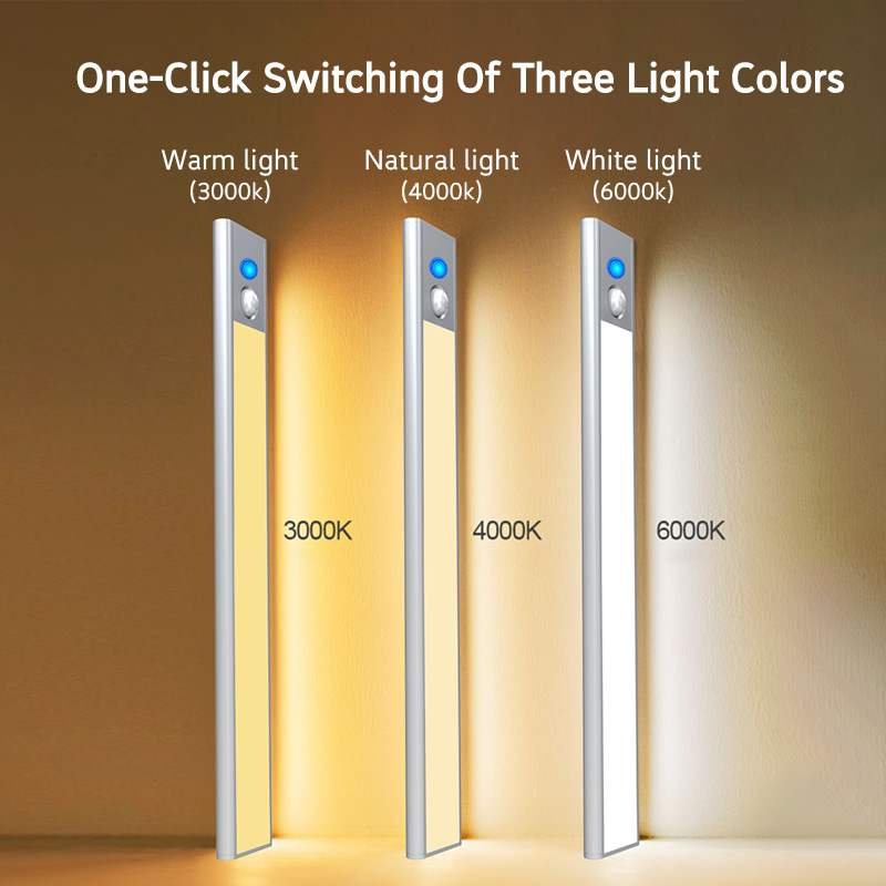 PIR Motion Sensor & Touch Control LED Under Cabinet Light, Magnetic Drill-Free Rechargeable Wardrobe Lamp - Image 2