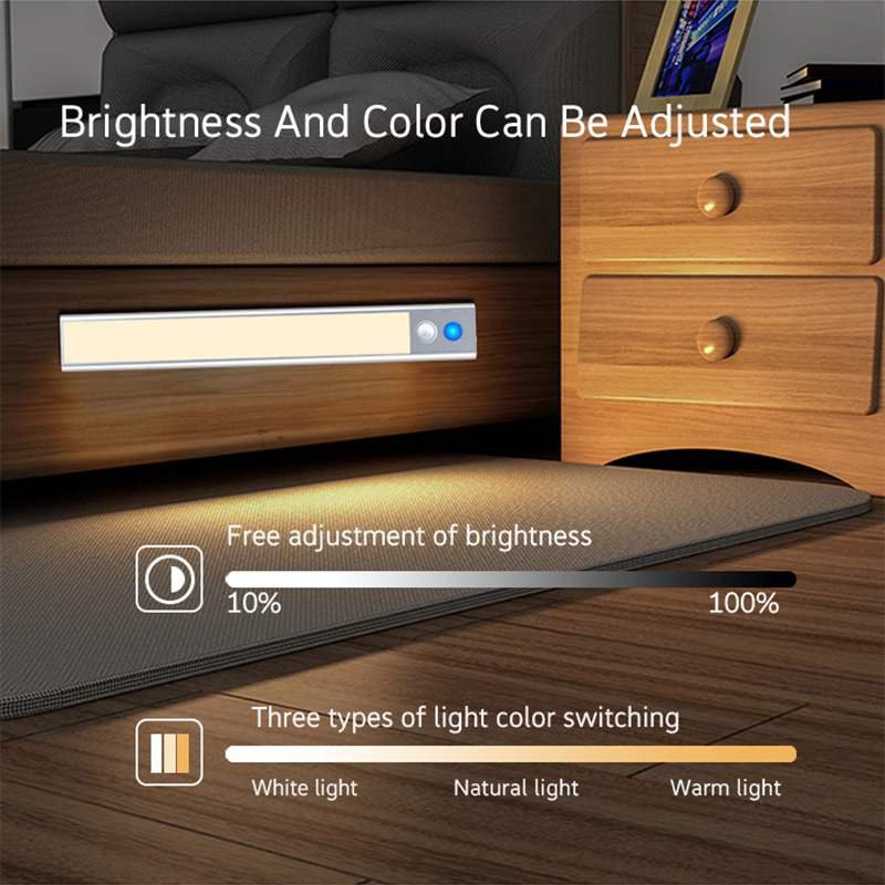 PIR Motion Sensor & Touch Control LED Under Cabinet Light, Magnetic Drill-Free Rechargeable Wardrobe Lamp - Image 3