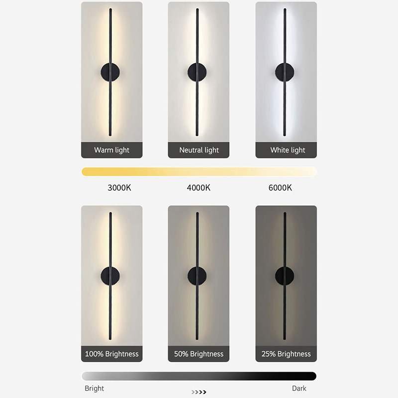 Minimalist Linear LED Wall Sconce, Remote RGB Color Changing