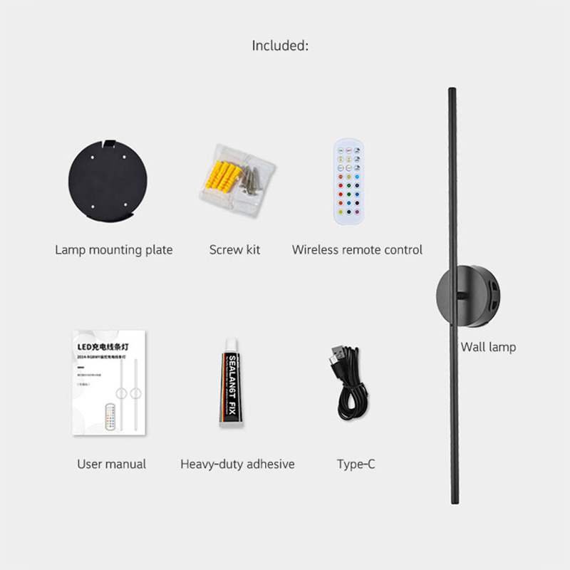 Minimalist Linear LED Wall Sconce, Remote RGB Color Changing