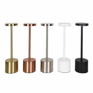Wireless Rechargeable Metal Table Lamp Touch Control Ambient Desk Lamp for Bar Bedroom Hotel Cafe Decor