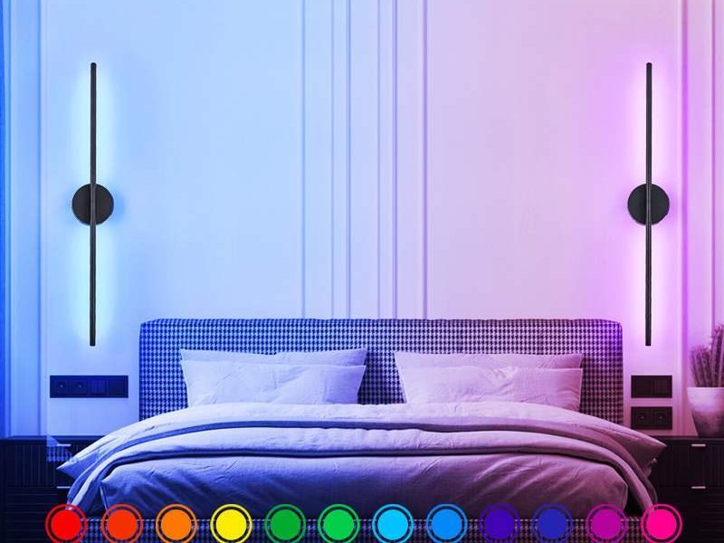 Minimalist Linear LED Wall Sconce, Remote RGB Color Changing